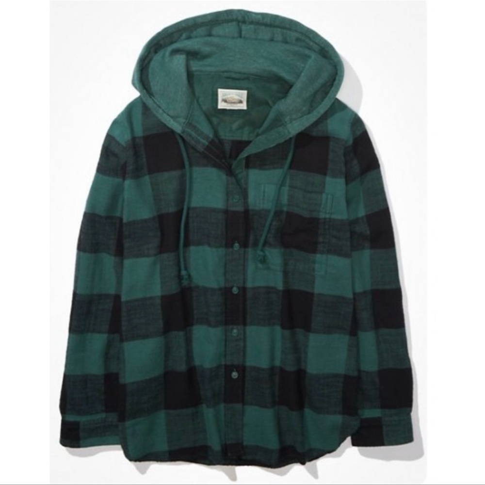 AMERICAN EAGLE Cozy Cabin Oversized Hoodie Flannel